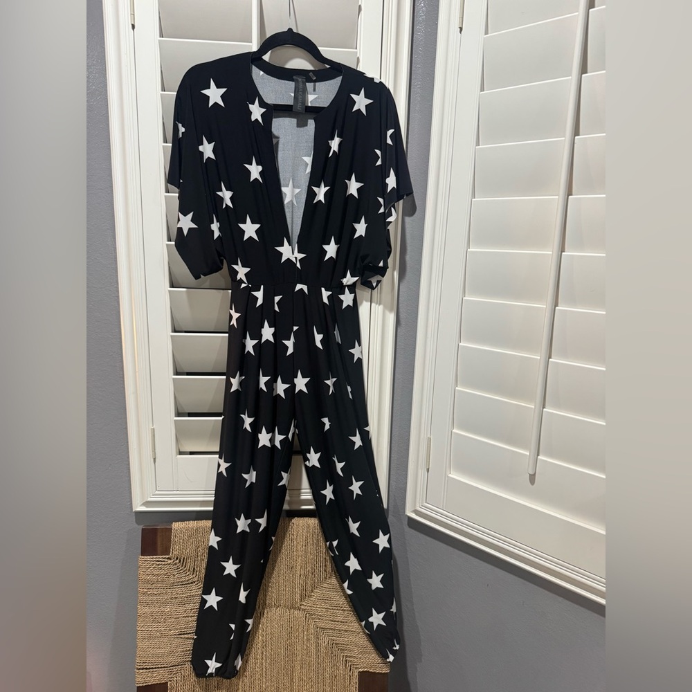 Norma Kamali Black and White Star Jumpsuit